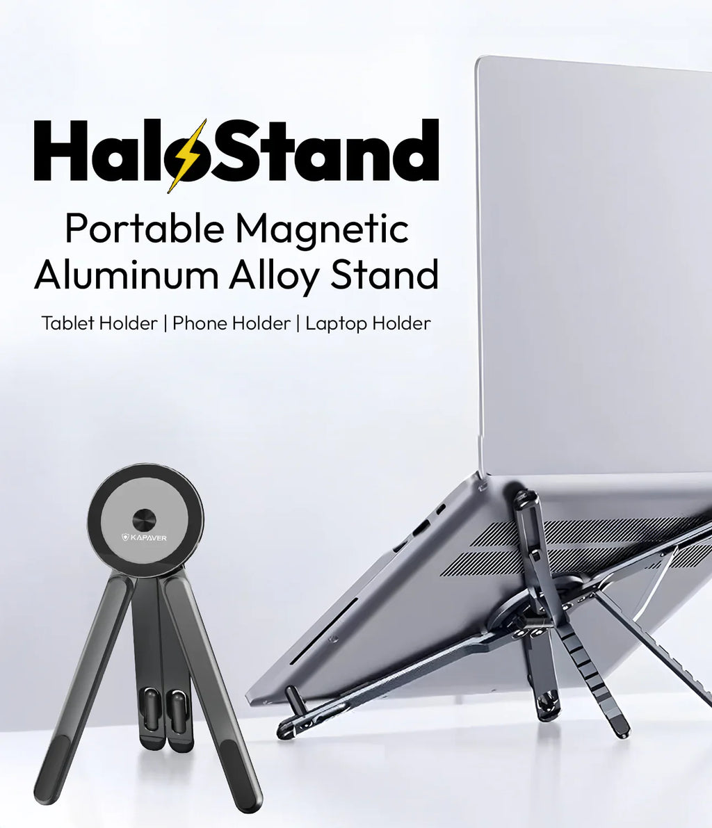 Foldable 360° Adjustable Holder with 8-Level Height Magnetic Aluminum Alloy HaloStand