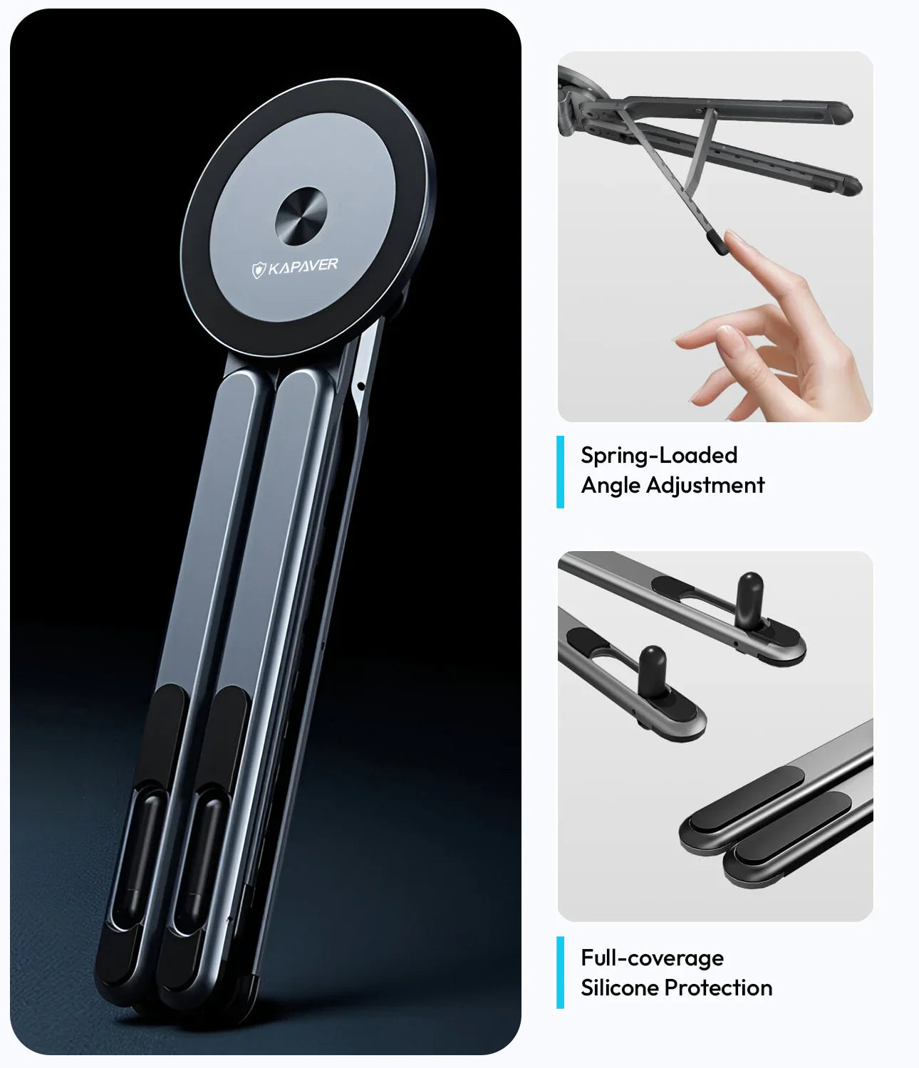Foldable 360° Adjustable Holder with 8-Level Height Magnetic Aluminum Alloy HaloStand