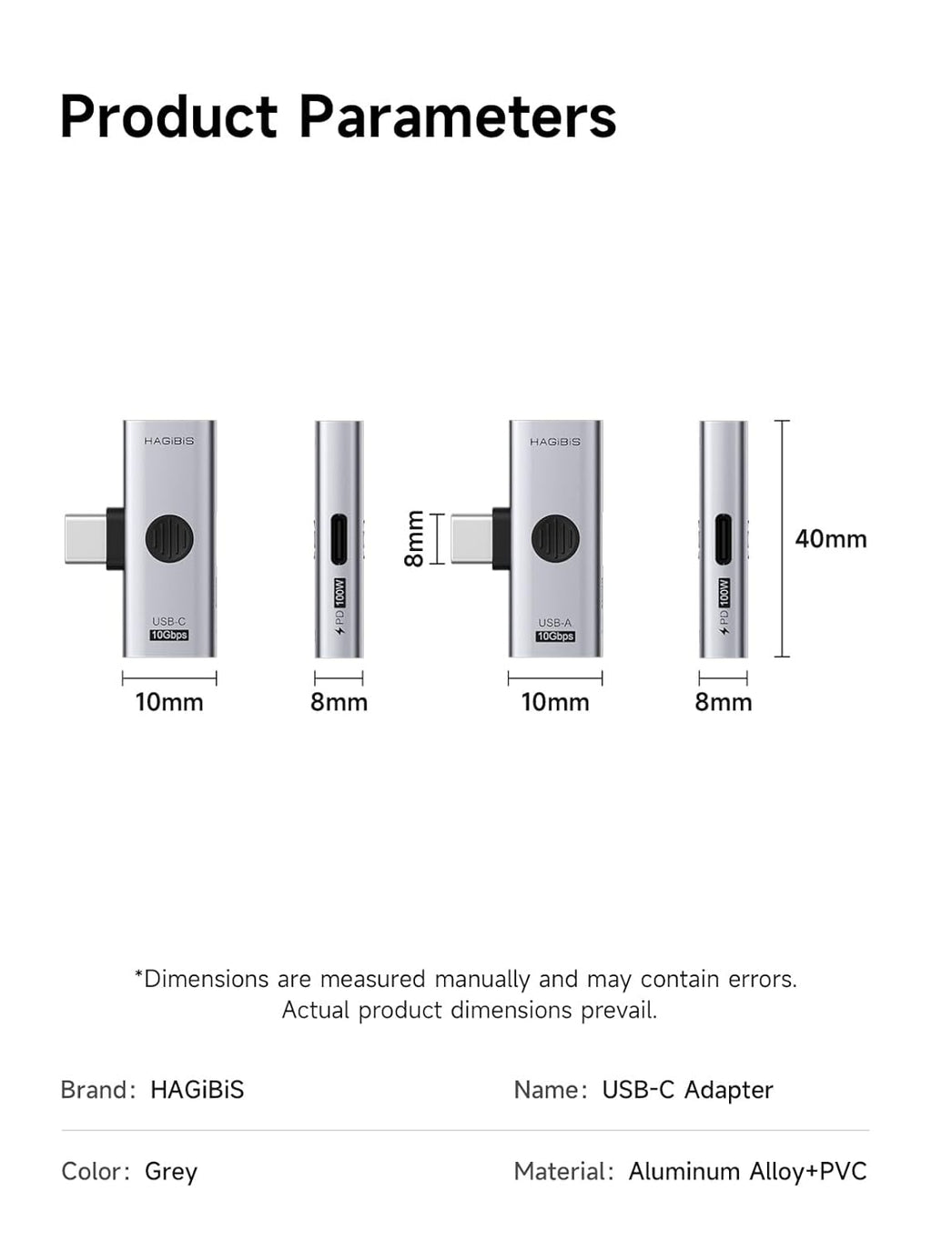 2-in-1 USB-C OTG Adapter 100W PD