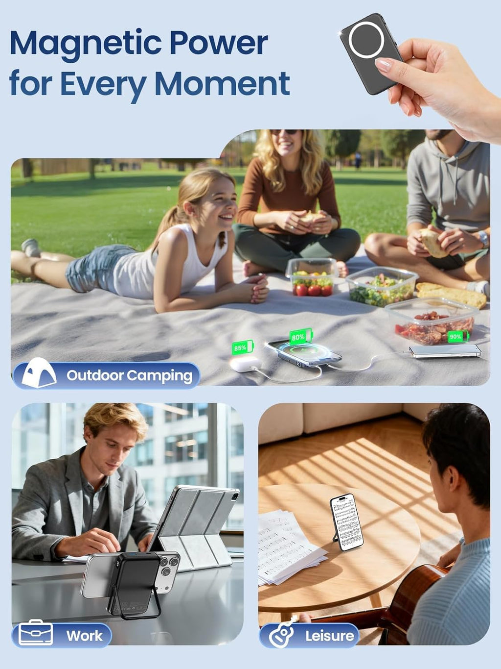 MagSafe 10000mAh Magnetic Power Bank with Stand