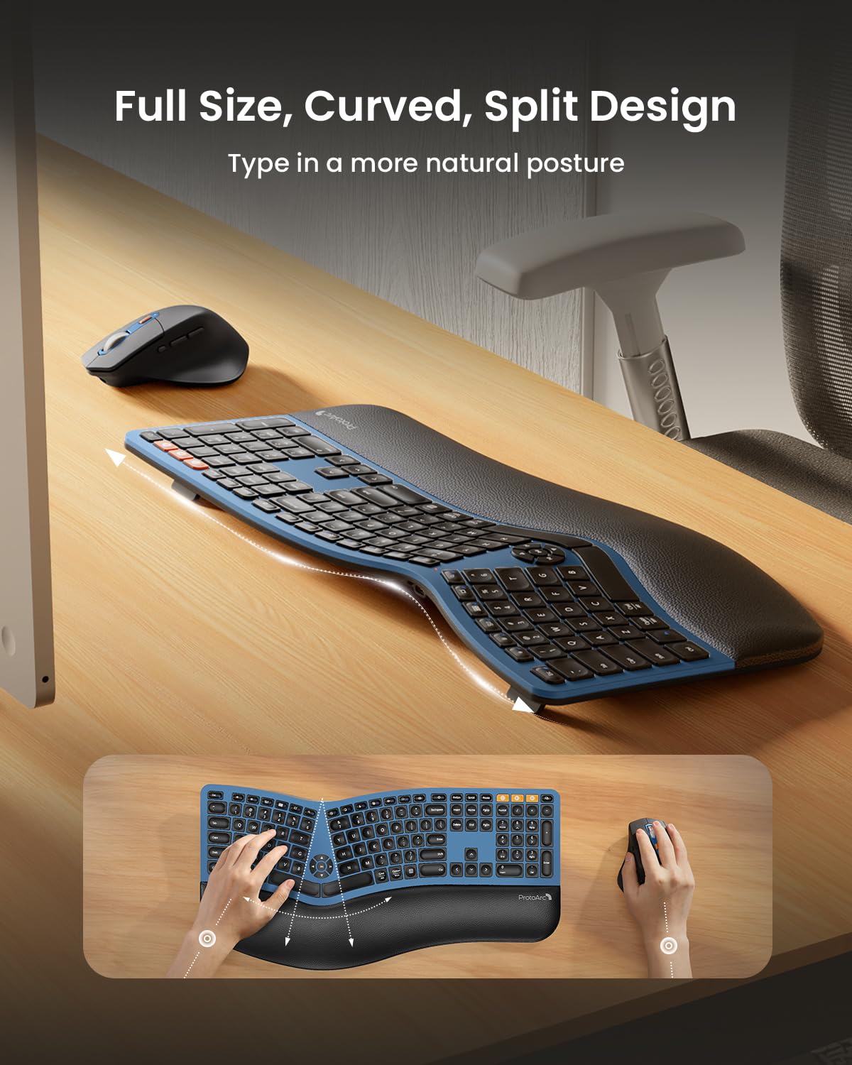 Rechargeable Ergo Keyboard Mouse Combo