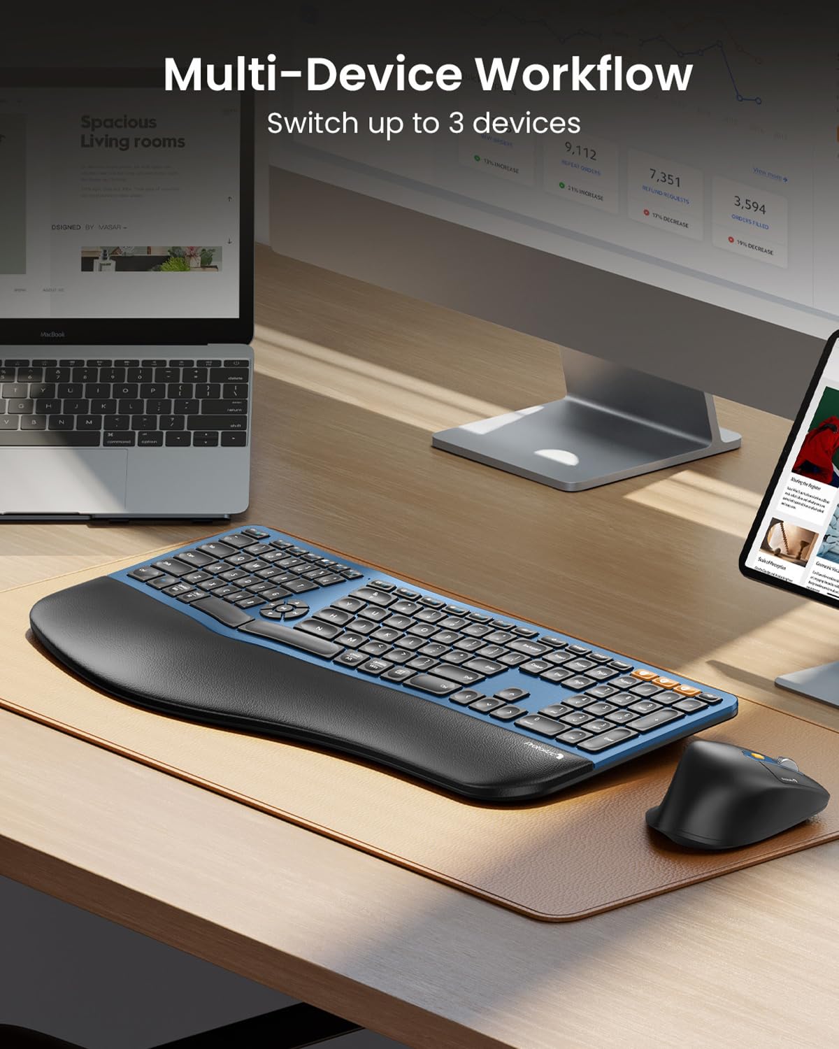 Rechargeable Ergo Keyboard Mouse Combo