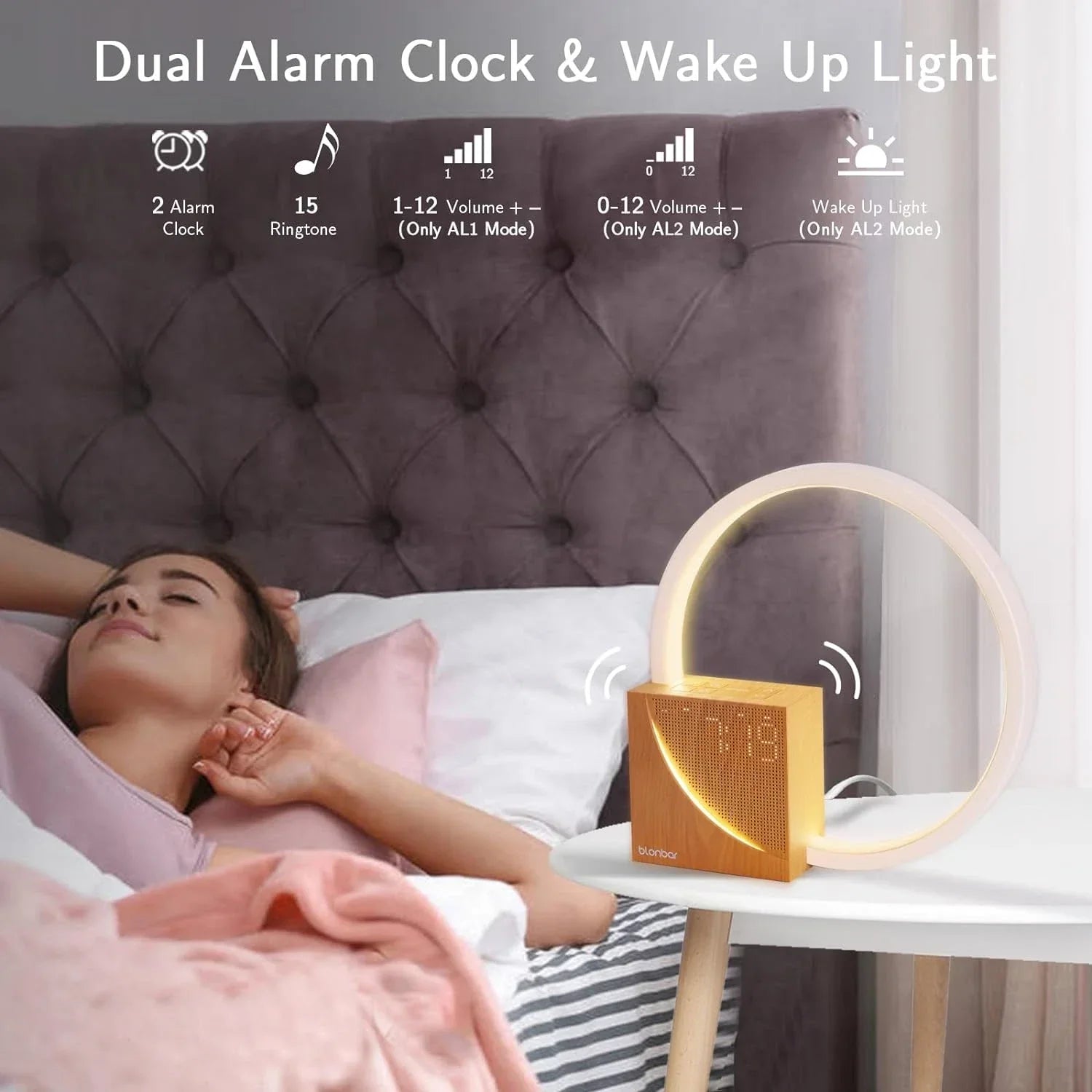 Bedside Lamp, Wake-Up Light,Touch Lamps Bedside with 10W USB Charging 10