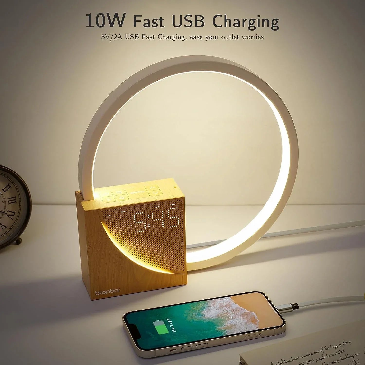 Bedside Lamp, Wake-Up Light,Touch Lamps Bedside with 10W USB Charging 10